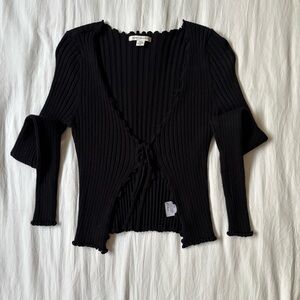 Black Ribbed Cardigan